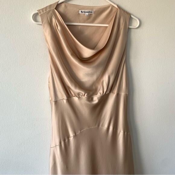 Reformation Dessa Satin Cowl Neck Sleeveless Long Evening Maxi Dress Grand Cru - Picture 7 of 11